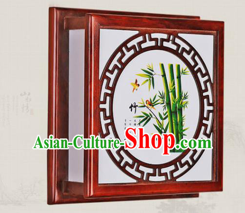 Asian China Handmade Wall Lanterns Traditional Ancient Square Lamp Printing Bamboo Palace Lantern