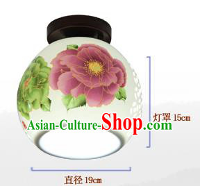 China Handmade Ceramics Lantern Traditional Peony Lanterns Palace Ceiling Lamp