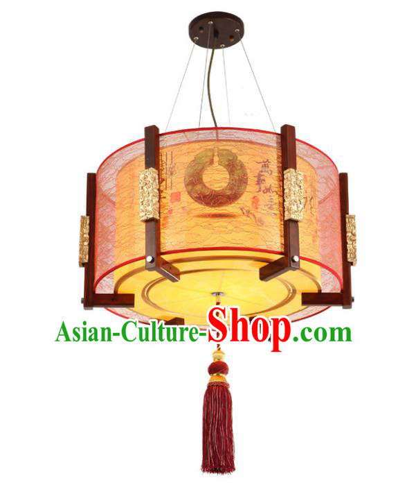 Asian China Handmade Wood Ceiling Lantern Traditional Ancient Parchment Hanging Lamp Palace Lanterns