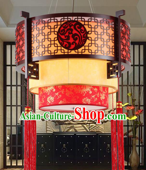 Asian China Handmade Wood Red Lantern Traditional Ancient Ceiling Lamp Hanging Palace Lanterns