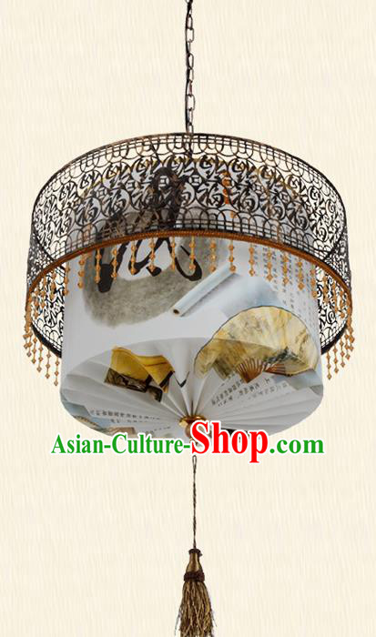 Chinese Handmade Printing Lantern Traditional Palace Ceiling Lamp Ancient Hanging Lanterns