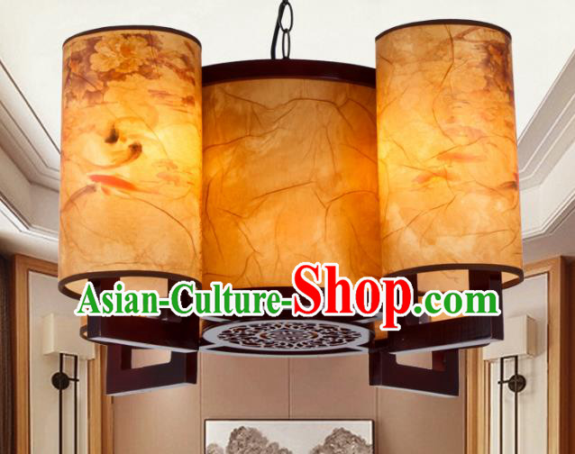 Chinese Handmade Four-Lights Lantern Traditional Palace Ceiling Lamp Ancient Hanging Lanterns