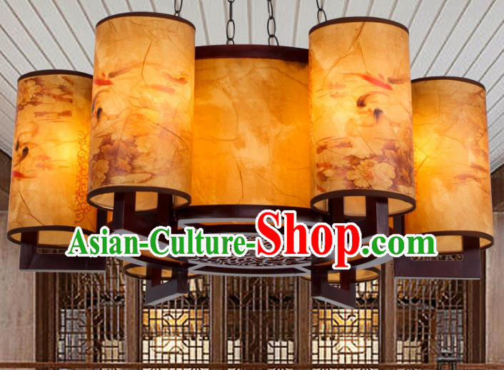 Chinese Handmade Six-Lights Lantern Traditional Palace Ceiling Lamp Ancient Hanging Lanterns