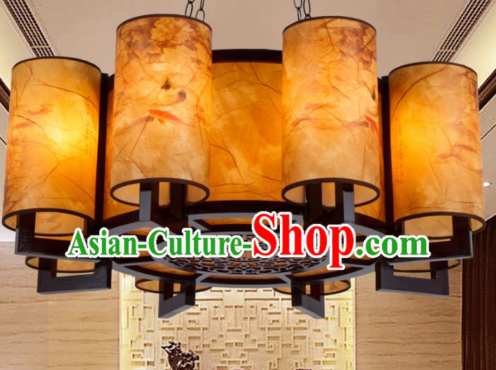 Chinese Handmade Eight-Lights Lantern Traditional Palace Ceiling Lamp Ancient Hanging Lanterns