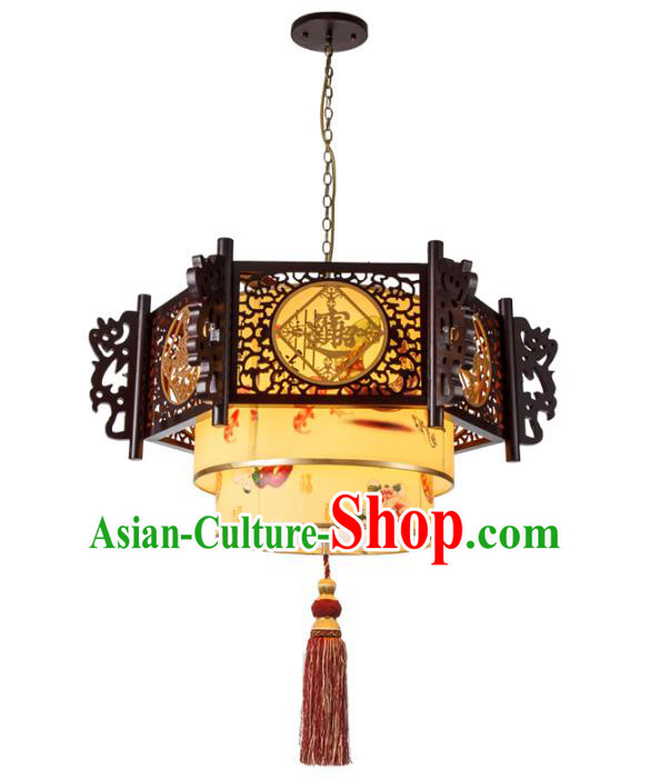 Chinese Handmade Wood Carving Lantern Traditional Palace Ceiling Lamp Ancient Hanging Lanterns