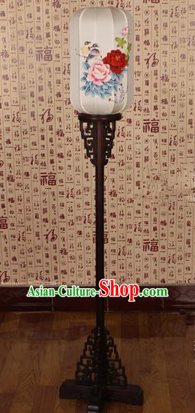 Asian China Handmade Printing Peony Floor Lanterns Traditional Ancient Palace Lantern