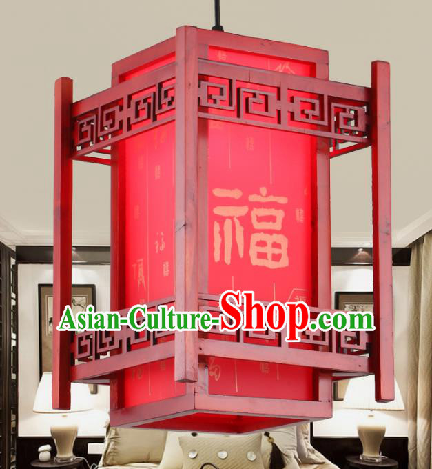 Chinese Handmade Wood Hanging Lantern Traditional Palace Red Ceiling Lamp Ancient Lanterns