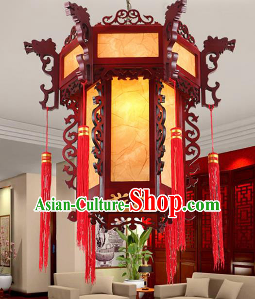 Chinese Handmade Wood Lantern Traditional Palace Hanging Ceiling Lamp Ancient Lanterns