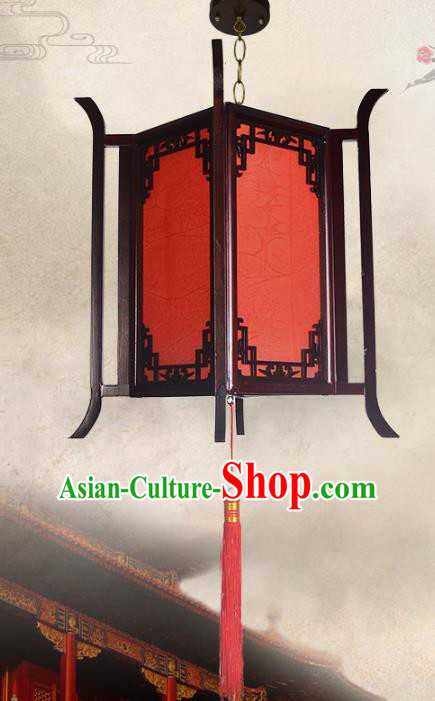 Chinese Handmade Red Wood Hanging Lantern Traditional Palace Parchment Ceiling Lamp Ancient Lanterns
