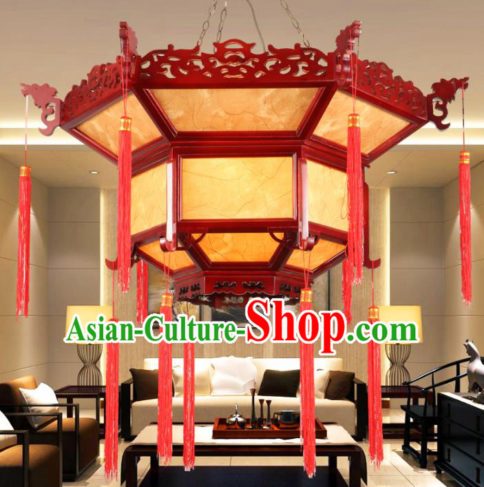 Chinese Handmade Wood Lantern Traditional Palace Hanging Ceiling Lamp Ancient Lanterns