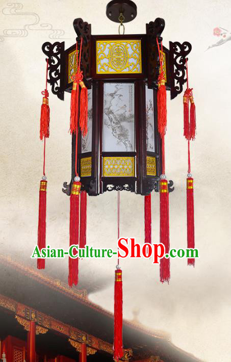 Chinese Handmade Palace Wood Printing Lantern Traditional Lantern Festival Ceiling Lamp Ancient Lanterns