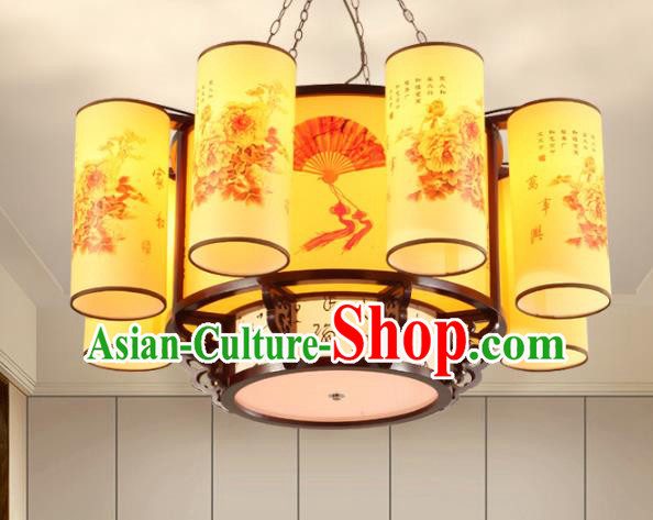 Chinese Handmade Eight-Lights Hanging Lantern Traditional Palace Ceiling Lamp Ancient Lanterns