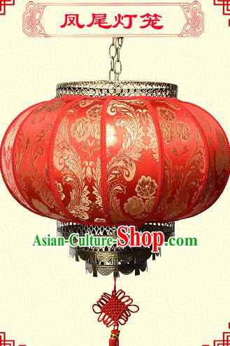 Chinese Handmade Palace Phoenix Flower Lanterns Traditional New Year Red Hanging Lantern