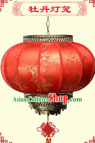 Chinese Handmade Palace Peony Lanterns Traditional New Year Red Hanging Lantern