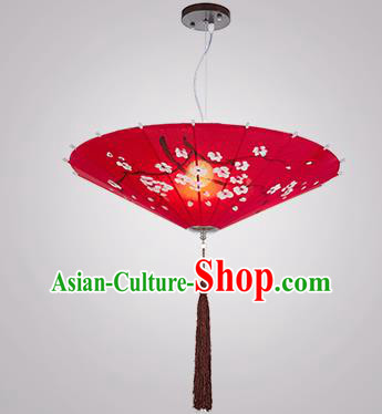 Chinese Classical Handmade Printing Umbrella Palace Lanterns Traditional Red Hanging Lantern Ancient Ceiling Lamp