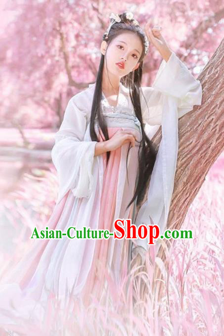 Ancient China Tang Dynasty Historical Princess Embroidered Dress Costume for Women