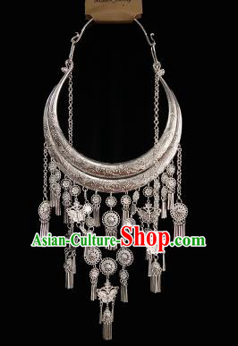 Traditional Chinese Miao Nationality Sliver Necklets Accessories Hmong Bride Necklace for Women