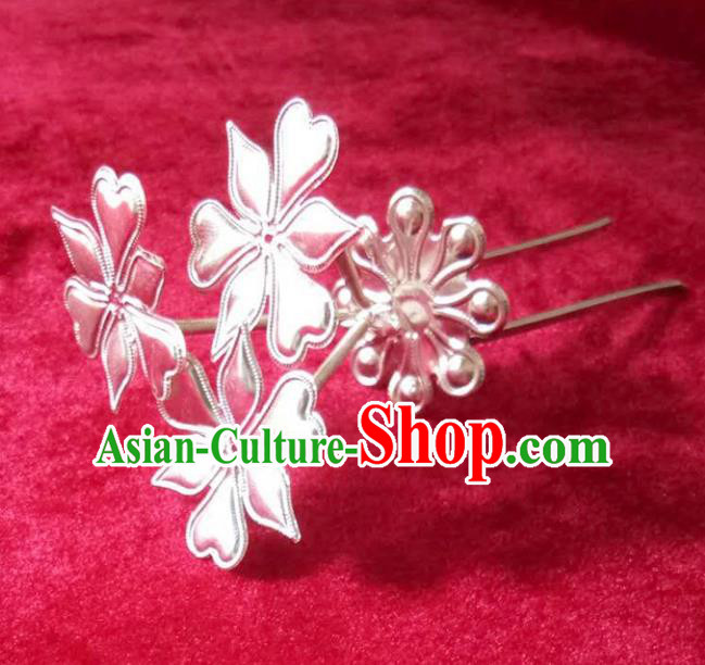 Traditional Chinese Miao Nationality Hairpins Hair Accessories Sliver Hair Clip for Women