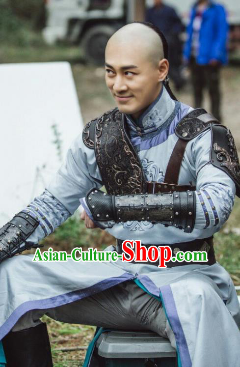 Chinese Qing Dynasty Emperor Hong Taiji Historical Costume China Ancient Manchu Warrior Armour Clothing