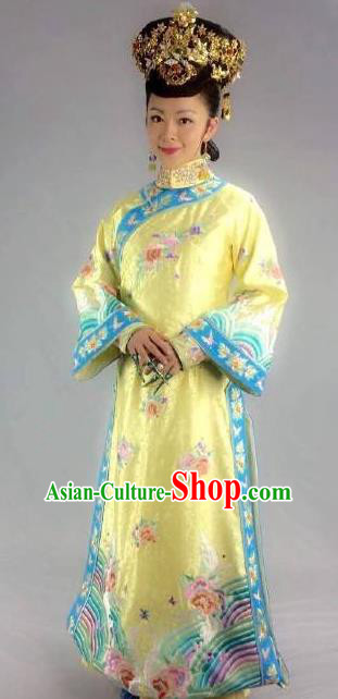 Chinese Qing Dynasty Imperial Consort of Xianfeng Historical Costume Ancient Manchu Palace Lady Clothing for Women