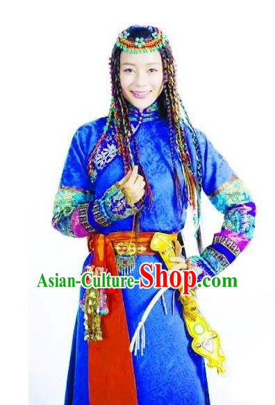 Chinese Ancient Qing Dynasty Empress Xiaozhuang YuEr Embroidered Mongolian Dress Historical Costume for Women