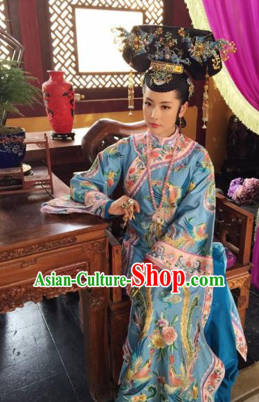 Chinese Qing Dynasty Empress of Shunzhi Historical Costume Ancient Manchu Queen Mother Clothing for Women