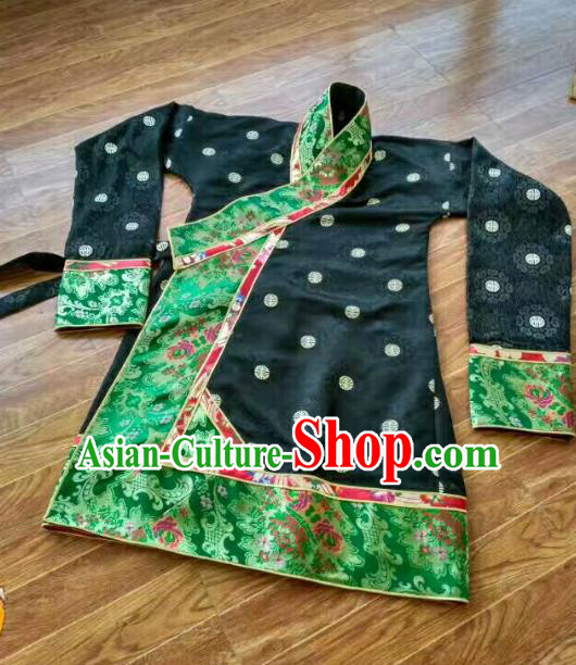 Chinese Tibetan Nationality Costume Black Blouse, Traditional Zang Ethnic Minority Shirts Clothing for Women