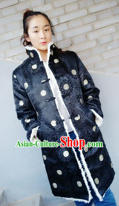 Chinese Tibetan Nationality Dance Costume Dust Coat, Traditional Zang Ethnic Minority Cotton-padded Coats for Women