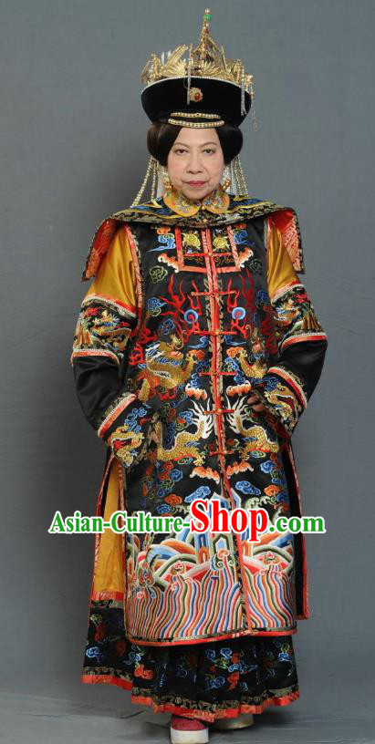 Chinese Ancient Qing Dynasty Empress Dowager Manchu Dress Historical Costume for Women
