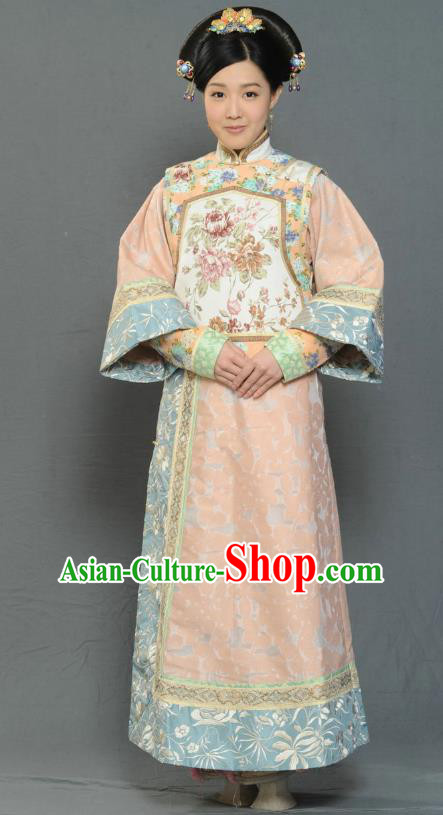 Chinese Ancient Qing Dynasty Imperial Concubine Replica Costumes Manchu Dress Historical Costume for Women