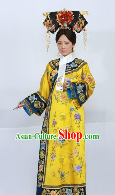 Chinese Ancient Qing Dynasty Qianlong Empress Replica Costumes Manchu Queen Dress Historical Costume for Women