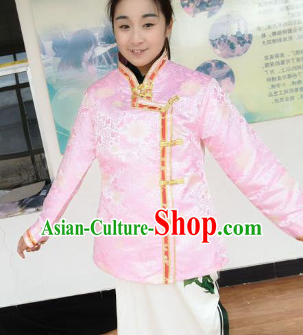 Chinese Tibetan Nationality Costume Pink Blouse, Traditional Zang Ethnic Minority Shirts Clothing for Women