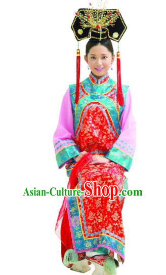 Chinese Ancient Qing Dynasty Princess Replica Costumes Manchu Dress Historical Costume for Women