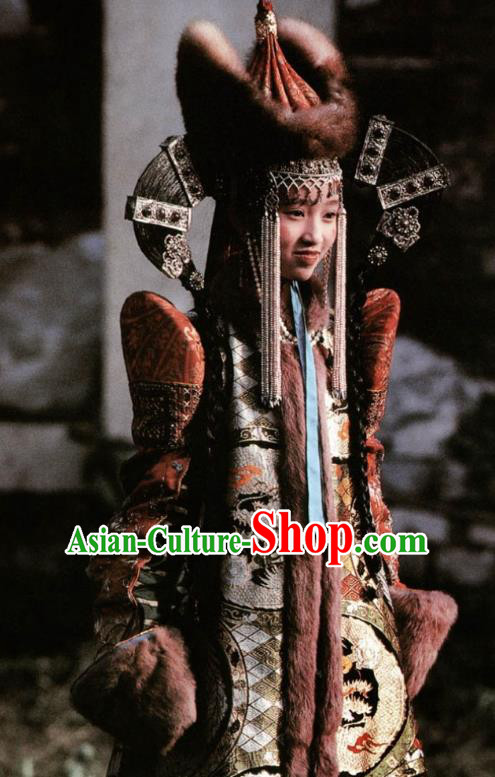 Chinese Ancient Qing Dynasty Mongolian Empress Embroidered Dress Replica Costumes for Women