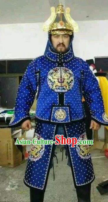 Chinese Late Qing Dynasty Armour Replica Costumes Ancient General Deng Shichang Historical Costume for Men