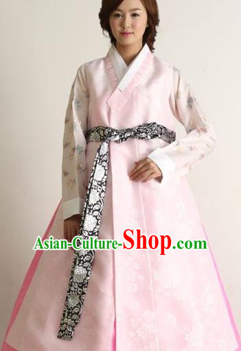Korean Traditional Palace Clothing Hanbok Fashion Apparel Pink Long Vest for Women