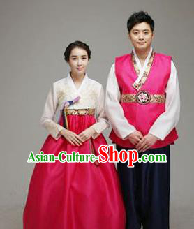 Korean Traditional Garment Palace Wedding Hanbok Fashion Apparel Bride and Bridegroom Costumes Complete Set