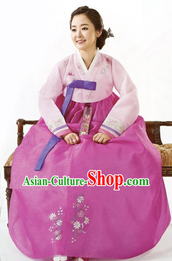 Korean Traditional Garment Palace Hanbok Pink Blouse and Dress Fashion Apparel Bride Costumes for Women