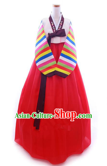 Korean Traditional Garment Palace Hanbok Pink Blouse and Red Dress Fashion Apparel Bride Costumes for Women