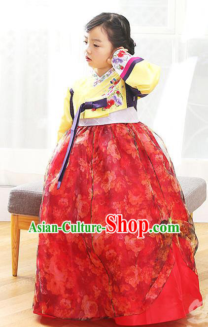 Korean Traditional Hanbok Korea Children Red Dress Fashion Apparel Hanbok Costumes for Kids