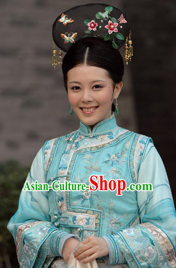 Chinese Ancient Qing Dynasty Palace Lady Dress Princess Embroidered Costume for Women