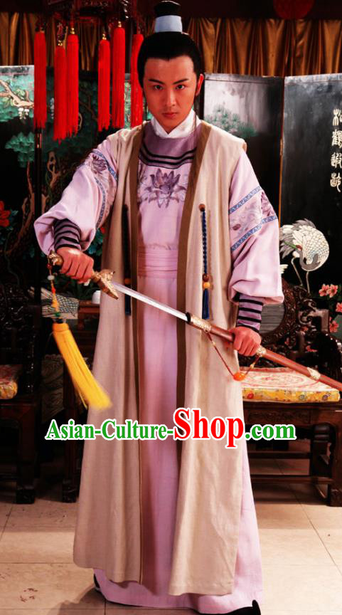 Chinese Ancient Novel Dream of the Red Chamber Aristocratic Son Liu Xianglian Costume for Men