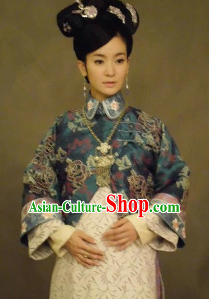 Chinese Ancient Qing Dynasty Manchu Princess Embroidered Costume for Women