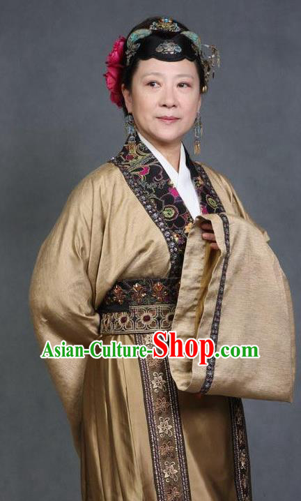 Chinese Ancient Novel Character A Dream in Red Mansions Dowager Aunt Xue Costume for Women