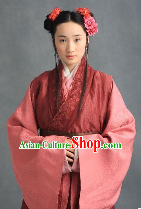 Chinese Ancient Novel Character A Dream in Red Mansions Maidservants Xiren Costume for Women