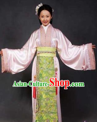 Chinese Ancient Novel Character A Dream in Red Mansions Maidservants Pinger Costume for Women