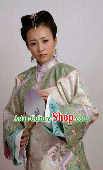 Chinese Ancient Manchu Palace Dress Qing Dynasty Imperial Consort of Shunzhi Kong Sizhen Costume for Women