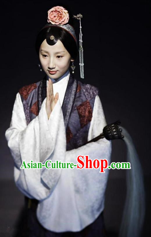 Chinese Ancient A Dream in Red Mansions Character Taoist nun Miaoyu Costume for Women