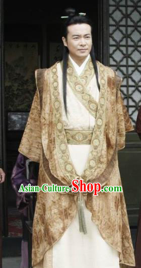 Chinese Ancient Ming Dynasty Emperor Yongle Zhu Di Clothing Embroidered Imperial Robe for Men
