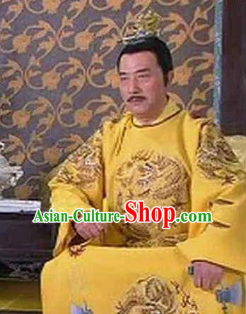 Traditional Chinese Ancient Ming Dynasty Founding Emperor Zhu Yuanzhang Embroidered Imperial Robe Replica Costume for Men